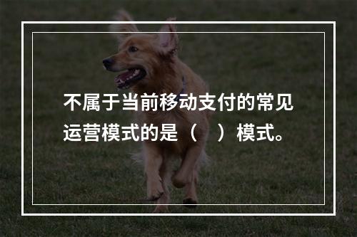 不属于当前移动支付的常见运营模式的是（　）模式。