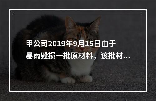 甲公司2019年9月15日由于暴雨毁损一批原材料，该批材料系