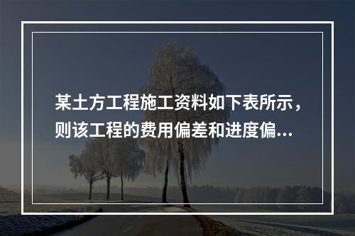 某土方工程施工资料如下表所示，则该工程的费用偏差和进度偏差分