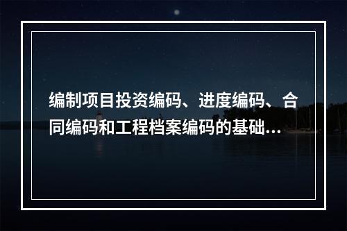 编制项目投资编码、进度编码、合同编码和工程档案编码的基础是（