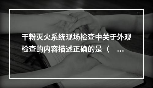 干粉灭火系统现场检查中关于外观检查的内容描述正确的是（　）。