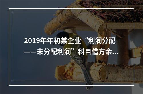 2019年年初某企业“利润分配——未分配利润”科目借方余额2