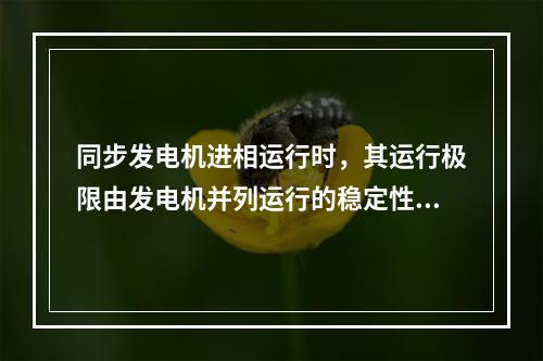 同步发电机进相运行时，其运行极限由发电机并列运行的稳定性和端