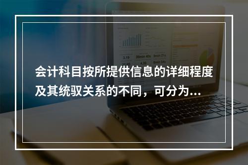 会计科目按所提供信息的详细程度及其统驭关系的不同，可分为（