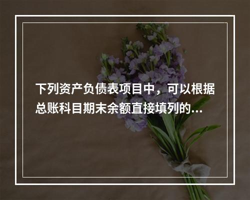 下列资产负债表项目中，可以根据总账科目期末余额直接填列的是（