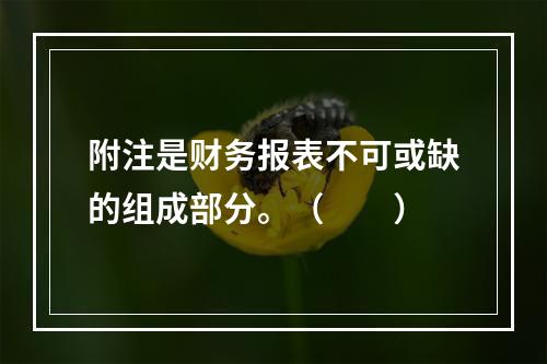 附注是财务报表不可或缺的组成部分。（　　）