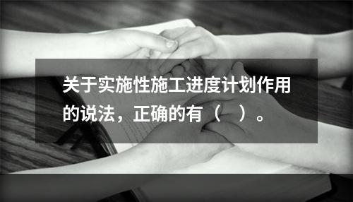 关于实施性施工进度计划作用的说法，正确的有（　）。