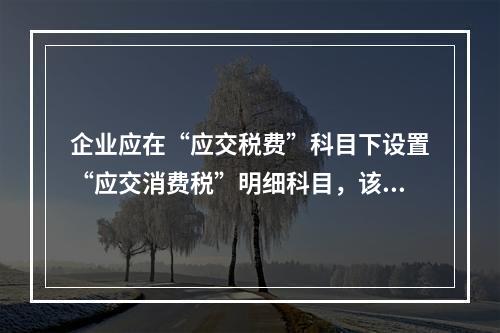 企业应在“应交税费”科目下设置“应交消费税”明细科目，该科目