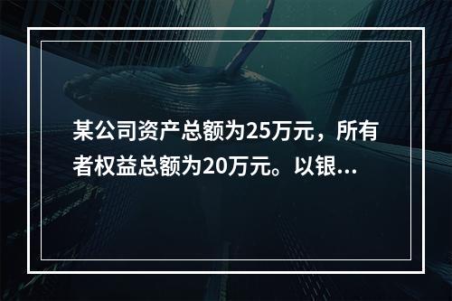 某公司资产总额为25万元，所有者权益总额为20万元。以银行存