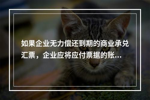 如果企业无力偿还到期的商业承兑汇票，企业应将应付票据的账面余