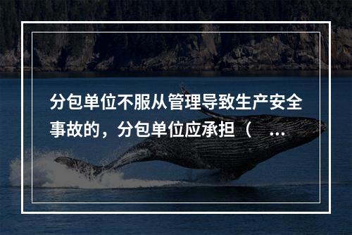 分包单位不服从管理导致生产安全事故的，分包单位应承担（　）。