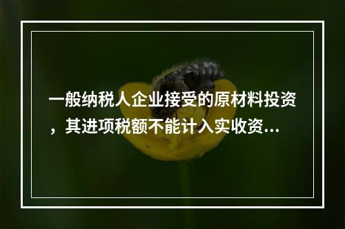 一般纳税人企业接受的原材料投资，其进项税额不能计入实收资本。