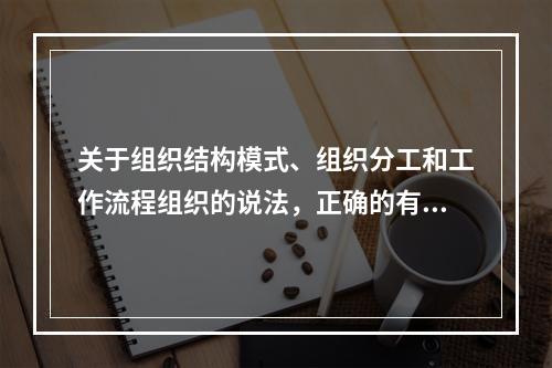 关于组织结构模式、组织分工和工作流程组织的说法，正确的有（　