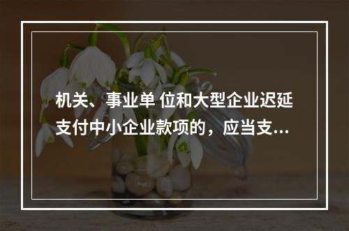 机关、事业单 位和大型企业迟延支付中小企业款项的，应当支付逾