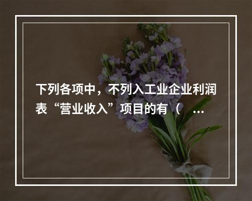 下列各项中，不列入工业企业利润表“营业收入”项目的有（　　）