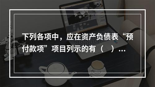 下列各项中，应在资产负债表“预付款项”项目列示的有（　）。