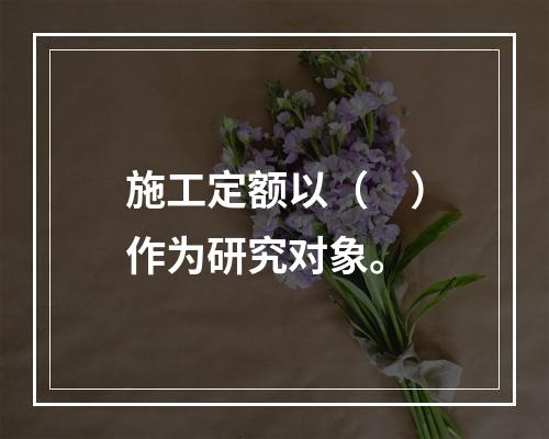 施工定额以（　）作为研究对象。