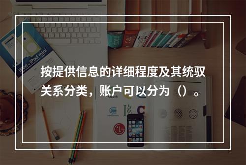 按提供信息的详细程度及其统驭关系分类，账户可以分为（）。