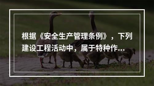 根据《安全生产管理条例》，下列建设工程活动中，属于特种作业人