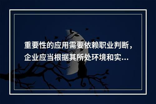 重要性的应用需要依赖职业判断，企业应当根据其所处环境和实际情