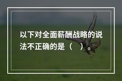 以下对全面薪酬战略的说法不正确的是（　）。