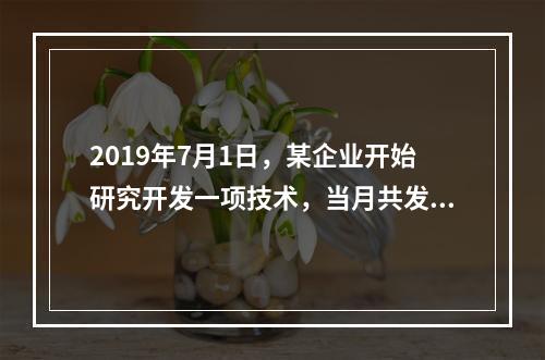 2019年7月1日，某企业开始研究开发一项技术，当月共发生研