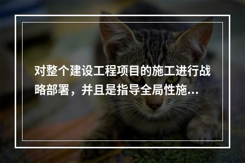 对整个建设工程项目的施工进行战略部署，并且是指导全局性施工的