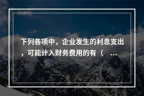 下列各项中，企业发生的利息支出，可能计入财务费用的有（　）。