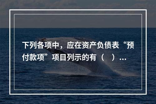 下列各项中，应在资产负债表“预付款项”项目列示的有（　）。