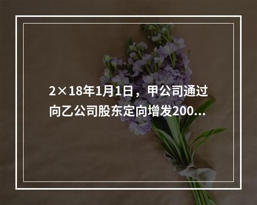 2×18年1月1日，甲公司通过向乙公司股东定向增发2000万