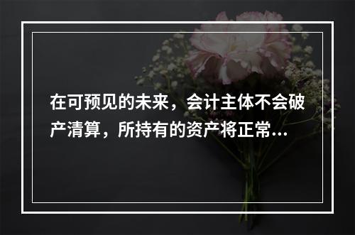 在可预见的未来，会计主体不会破产清算，所持有的资产将正常营运