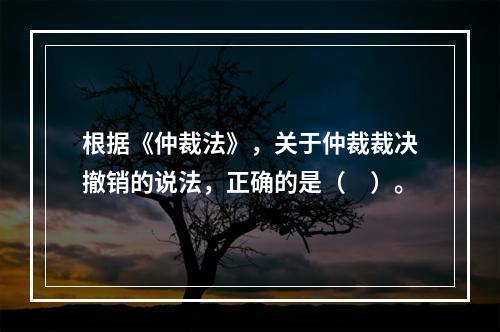 根据《仲裁法》，关于仲裁裁决撤销的说法，正确的是（　）。