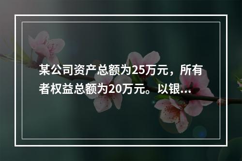 某公司资产总额为25万元，所有者权益总额为20万元。以银行存