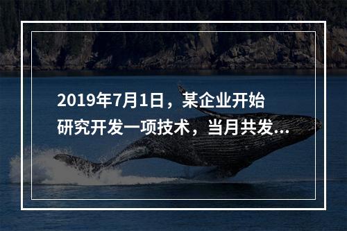 2019年7月1日，某企业开始研究开发一项技术，当月共发生研