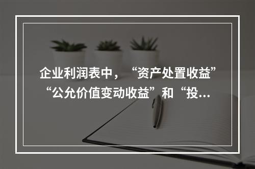 企业利润表中，“资产处置收益”“公允价值变动收益”和“投资收