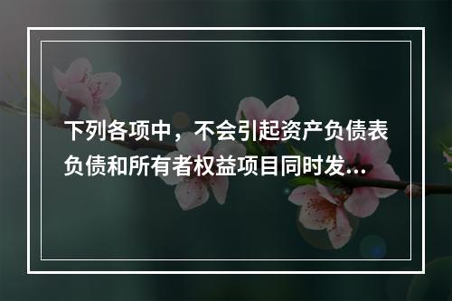 下列各项中，不会引起资产负债表负债和所有者权益项目同时发生变