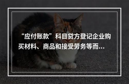 “应付账款”科目贷方登记企业购买材料、商品和接受劳务等而发生