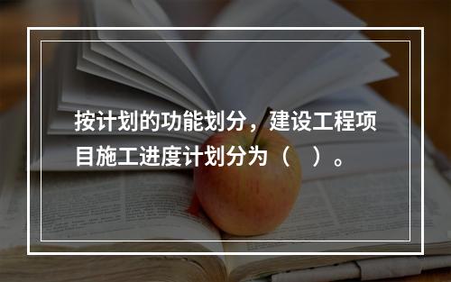 按计划的功能划分，建设工程项目施工进度计划分为（　）。