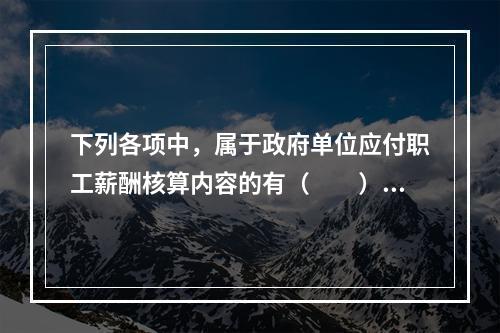 下列各项中，属于政府单位应付职工薪酬核算内容的有（　　）。