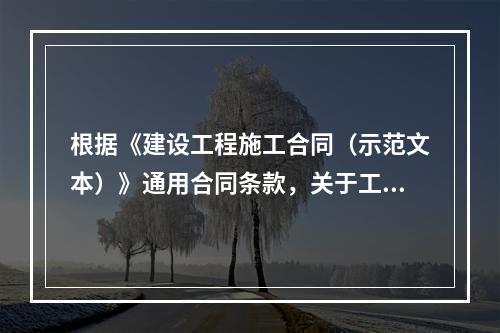 根据《建设工程施工合同（示范文本）》通用合同条款，关于工程保