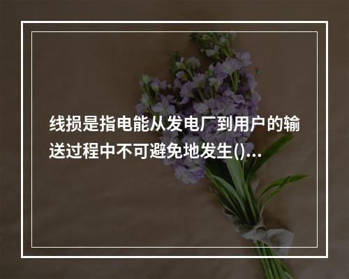 线损是指电能从发电厂到用户的输送过程中不可避免地发生()的损