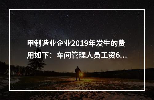 甲制造业企业2019年发生的费用如下：车间管理人员工资60万