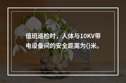 值班巡检时，人体与10KV带电设备间的安全距离为()米。