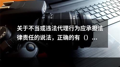 关于不当或违法代理行为应承担法律责任的说法，正确的有（）。