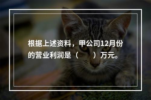 根据上述资料，甲公司12月份的营业利润是（　　）万元。