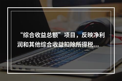 “综合收益总额”项目，反映净利润和其他综合收益扣除所得税影响