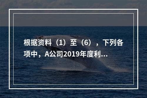 根据资料（1）至（6），下列各项中，A公司2019年度利润表