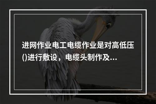 进网作业电工电缆作业是对高低压()进行敷设，电缆头制作及安装