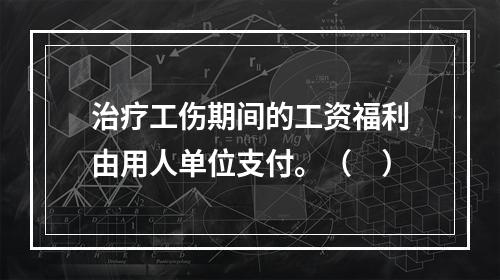 治疗工伤期间的工资福利由用人单位支付。（　）