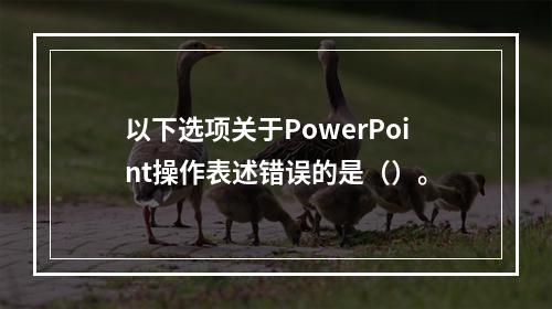 以下选项关于PowerPoint操作表述错误的是（）。